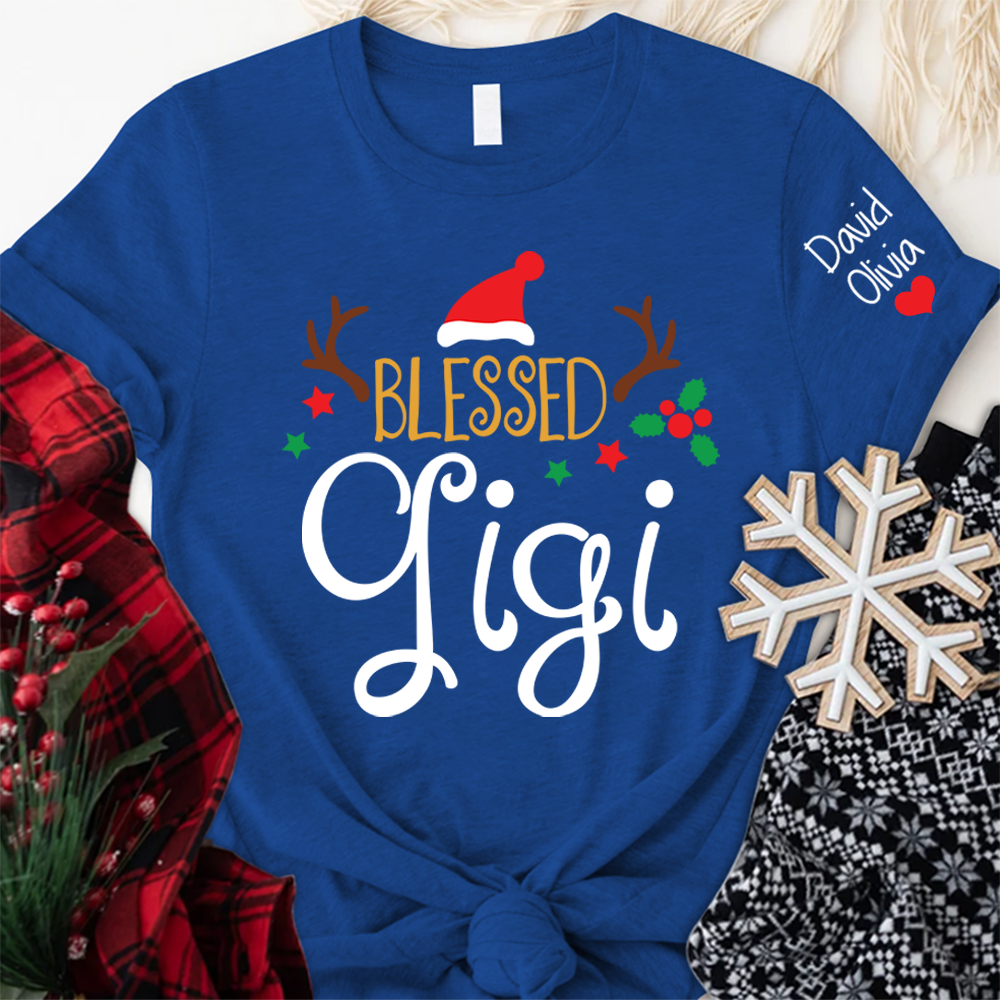Blessed Gigi Christmas And Grandkids T-Shirt