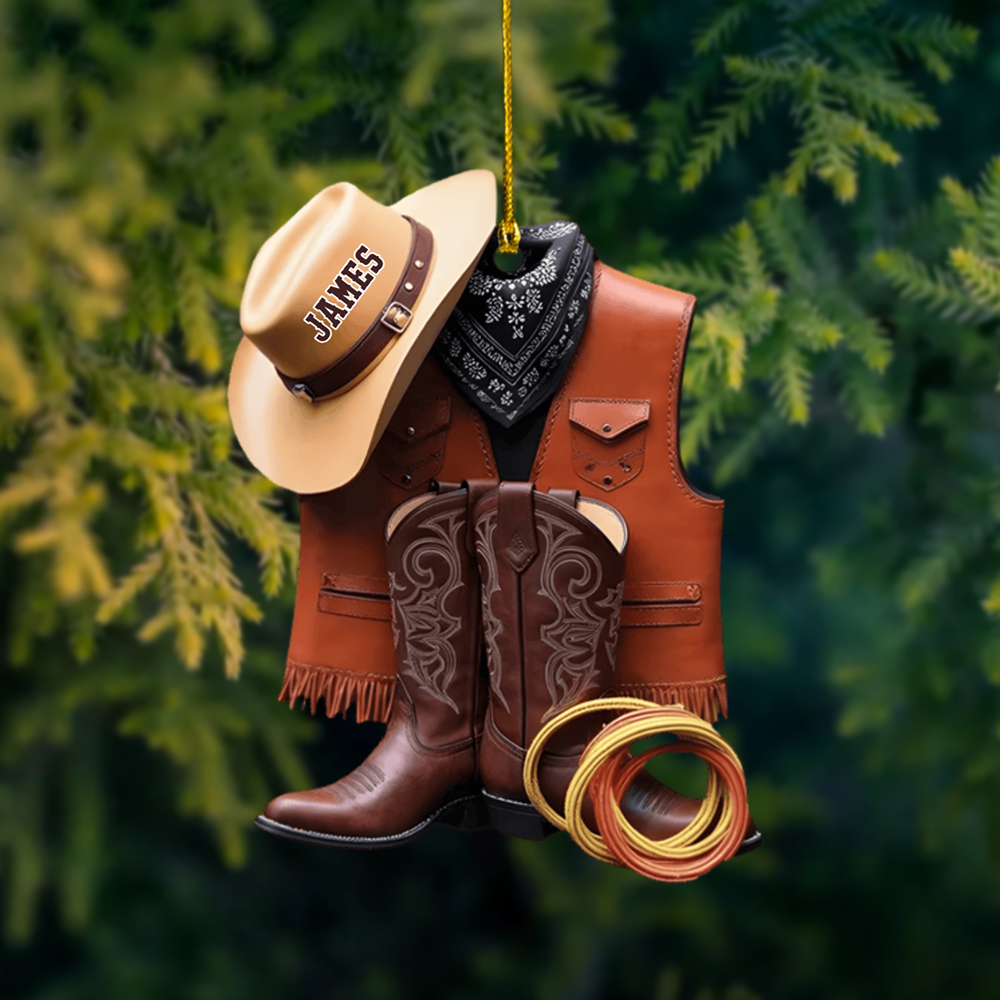 Personalized Cowboy Ornament 2025 – Custom Western Outfit Ornament with Name, Unique Christmas Gift for Cowgirls & Cowboys Ornament
