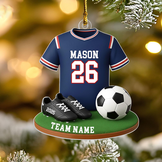 Personalized Soccer Jersey Ornament 2025 – Custom Name & Team Christmas Ornament, Gift for Soccer Players