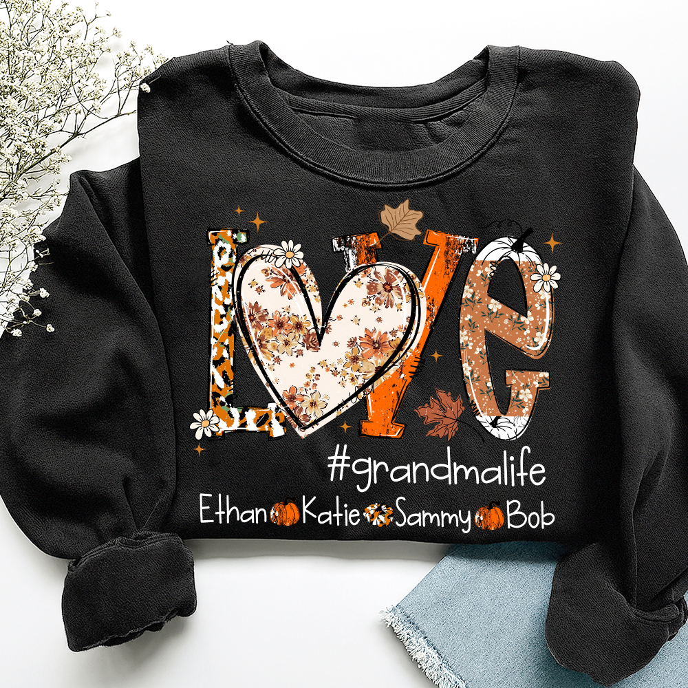 Custom Love Fall, Personalized Halloween for Grandma And Grandkids