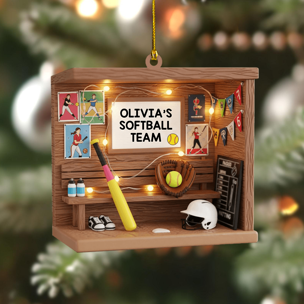 Personalized Softball Ornament 2025 – Custom Name Team Ornament, Softball Player Christmas Gift for Girls Ornament