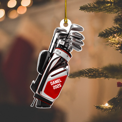 Personalized Golf Bag Ornament – Custom Name & Year Golf Clubs Christmas Gift for Golfers Ornament