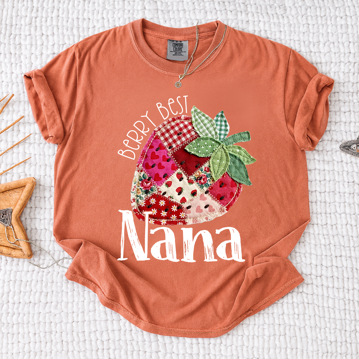 Comfort Colors® Berry Best Nana Shirt, Cute Strawberry Patchwork Design for Grandmother Gift