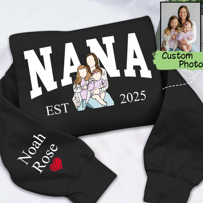 Personalized Custom Photo Portrait, Giver Custom Nana And Kids For Family Gift