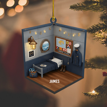Personalized Sailor Ornament 2025 – Custom Nautical Bedroom Ornament, Navy Military Keepsake Gift for Sailors and Veterans Ornament