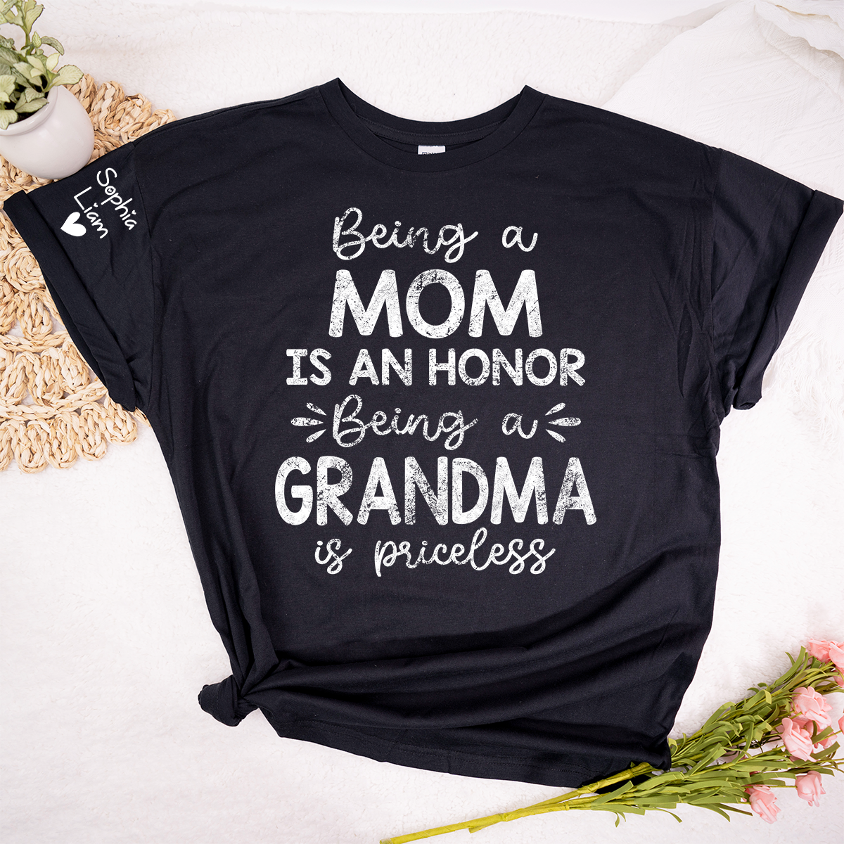 Being a Mom is an Honor Being a Grandma is Priceless Tee, Custom Grandma Shirt, Gift Idea for Mom and Grandma