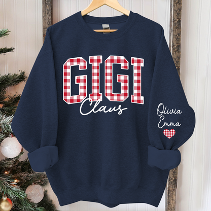 Custom Gigi Claus Red Caro Christmas With Kids Sweatshirt