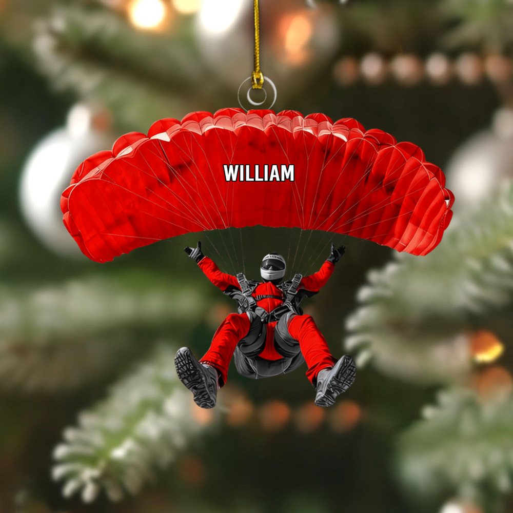 Personalized Skydiving Ornament 2025 – Custom Name Parachute Christmas Tree Decoration for Adventurers Ornament