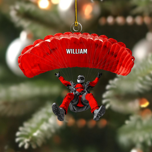 Personalized Skydiving Ornament 2025 – Custom Name Parachute Christmas Tree Decoration for Adventurers Ornament