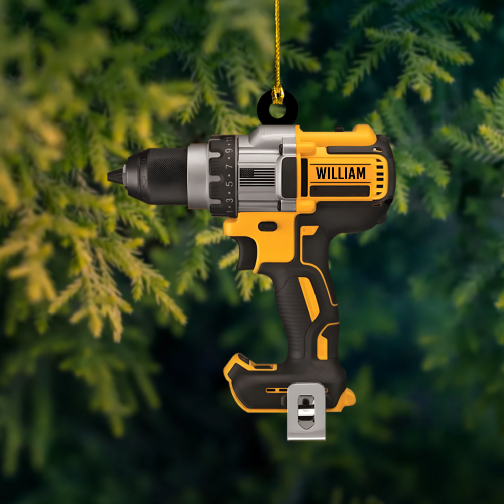 Personalized Power Drill Ornament 2025 – Custom Name Tool Ornament, Gift for Carpenter, Builder & Handyman Ornament