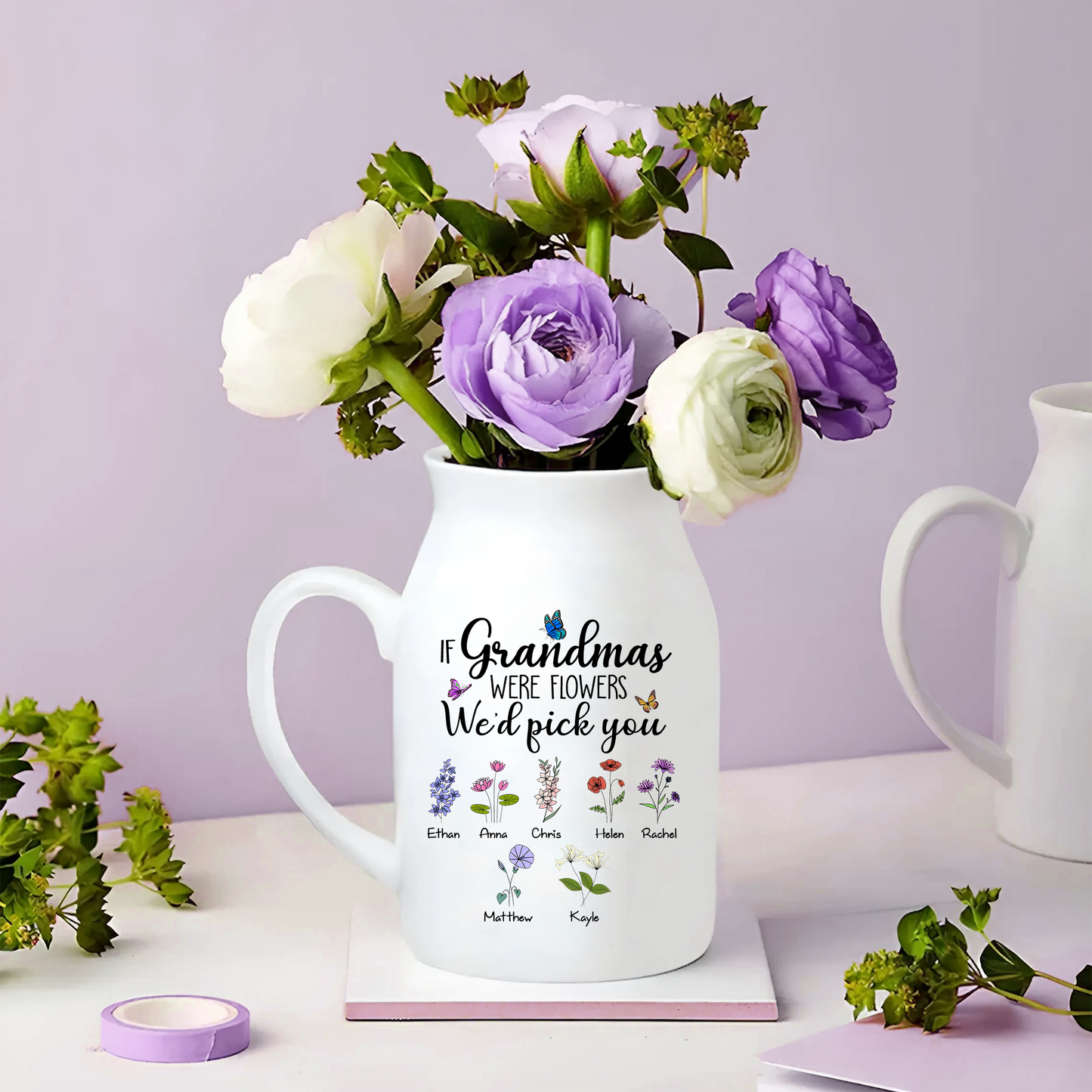 Grandma Were Flower And Grandkids Ceramic Flower Vase, Mother's Day Gifts