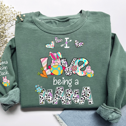 Nana Sweatshirt I Love Being a Nana, Colorful Heart Design Family Style