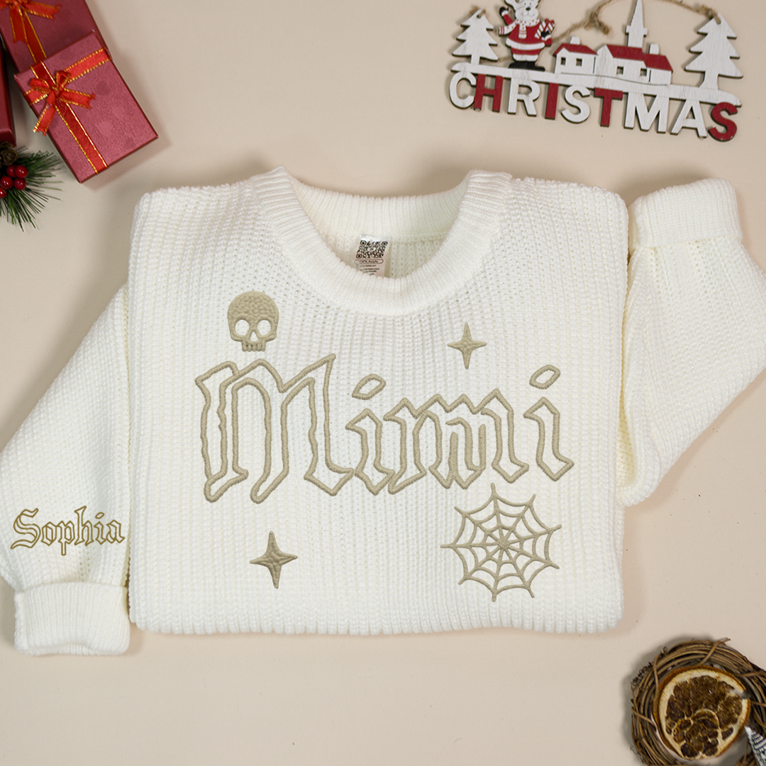 Custom Mimi Knit Sweater – Personalized Halloween Gift for Grandma