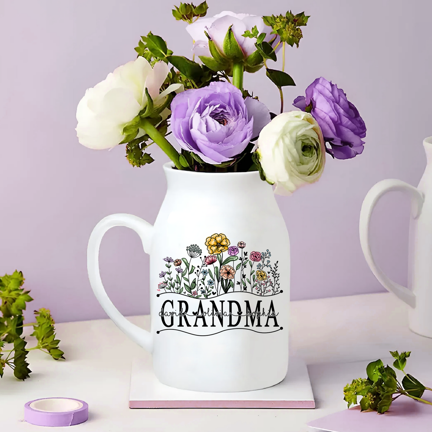 Art Wildflowers For Grandma And Kids - Custom Home Decoration Flower Vase According To Family Requirements - Warm Gift For Mother's Day, Ceramic Flower Vase