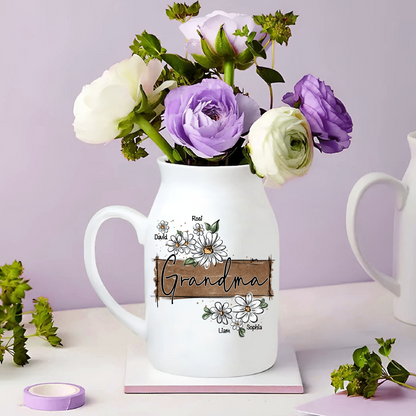 Wildflower Art As A Gift For Grandma And Kids - Custom Home Decoration Flower Vase According To Family Requirements - Warm Gift For Mother's Day, Ceramic Flower Vase