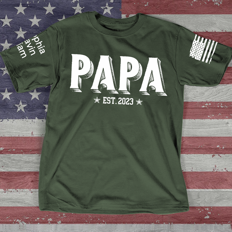 Custom Papa Est And Grandkids Father's Day
