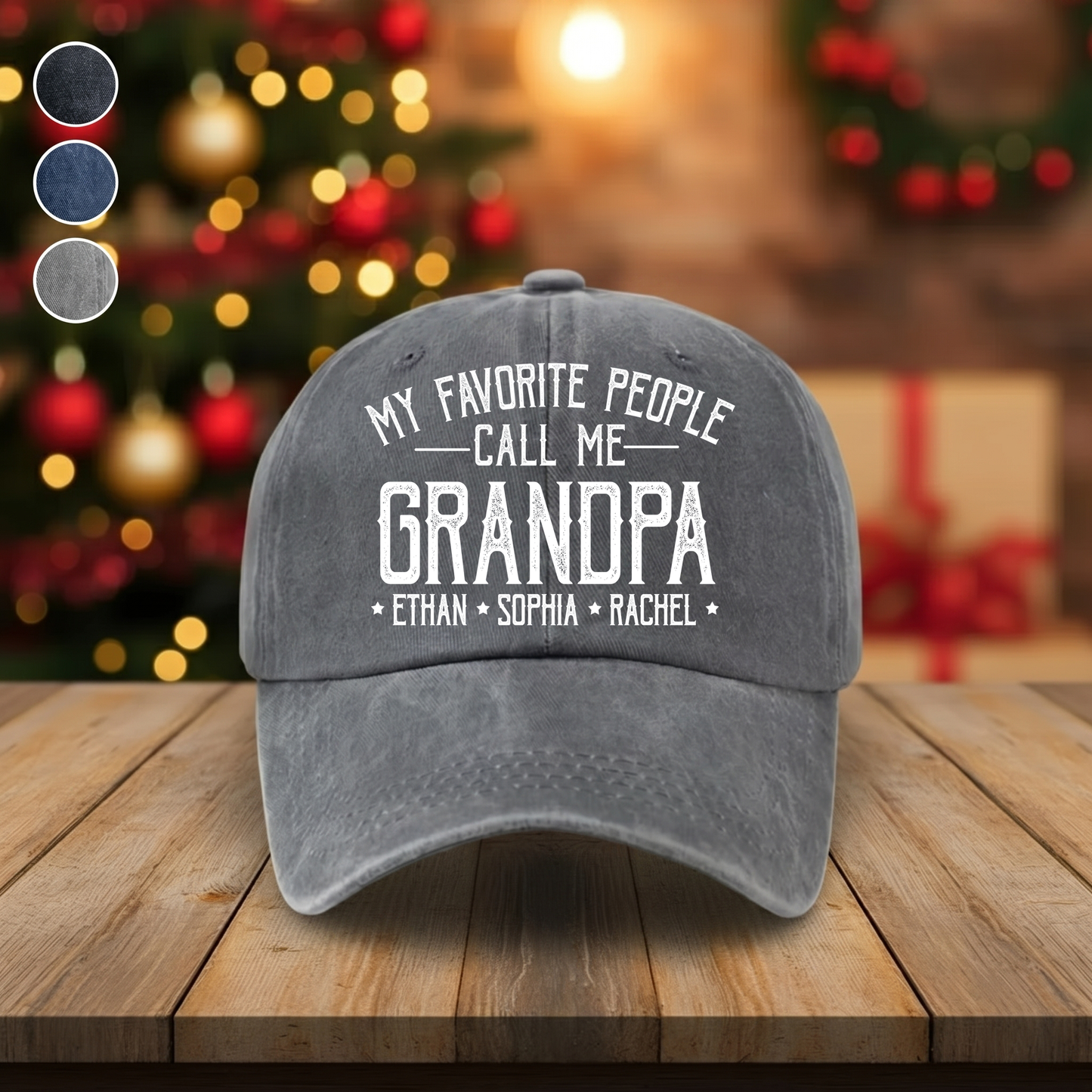 My Favorite People Call Me Love - Personalized Custom Vintage Washed Denim Cap