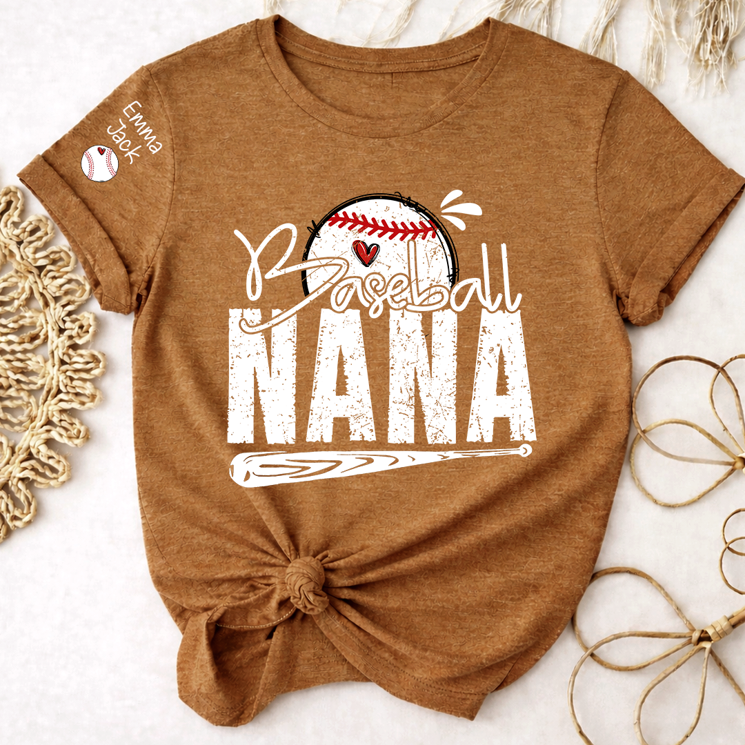 Baseball Nana Shirt Personalized with Kids Names, Game Day Sports T Shirt for Proud Grandma