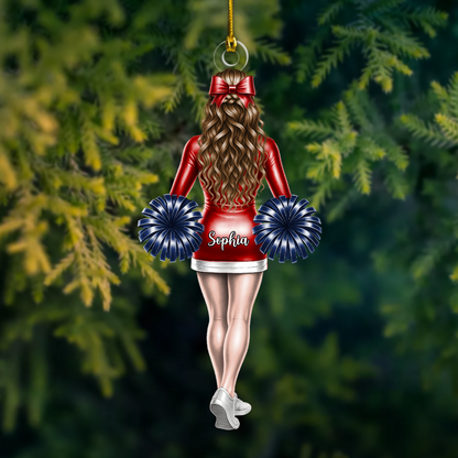 Custom Cheerleader Ornament – Personalized Cheer Team Girl Christmas Keepsake 2025 Ornament