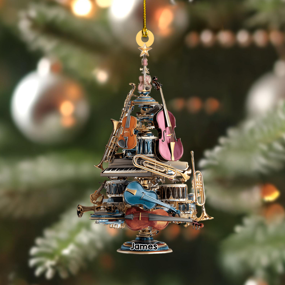 Personalized Musical Instrument Ornament 2025 – Custom Name Christmas Tree Ornament, Unique Gift for Music Lovers & Musicians Ornament