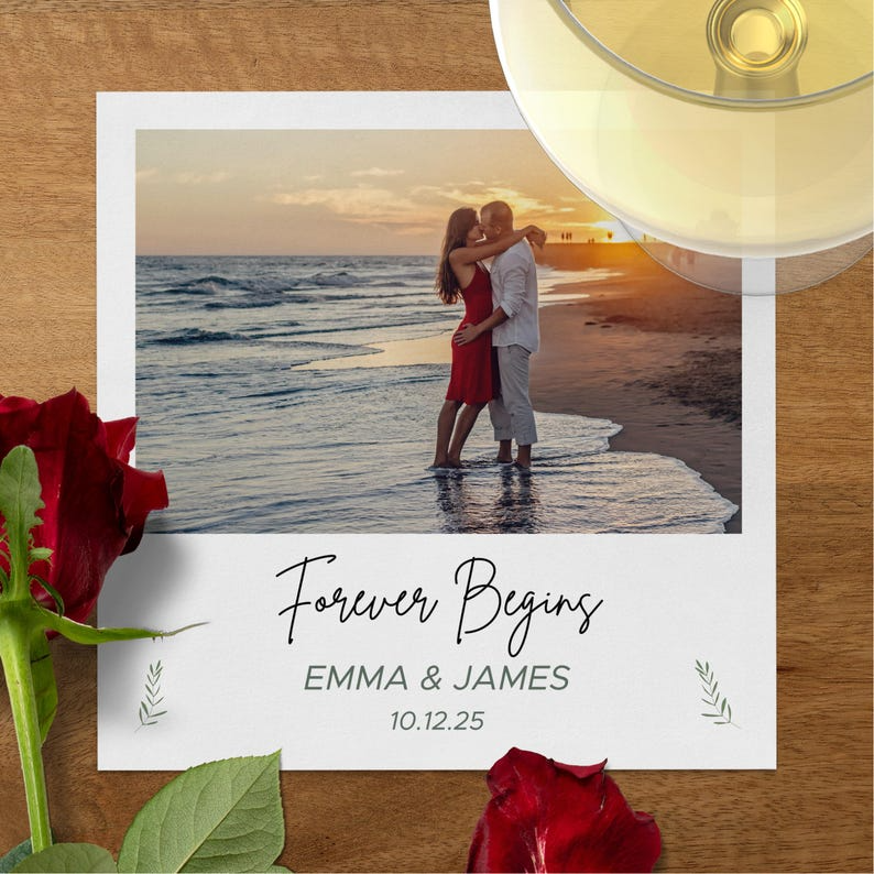 Custom Photo Napkins - Wedding Picture Napkins Engagement Party Anniversary Keepsake Cocktail & Luncheon Napkins Memory Napkins