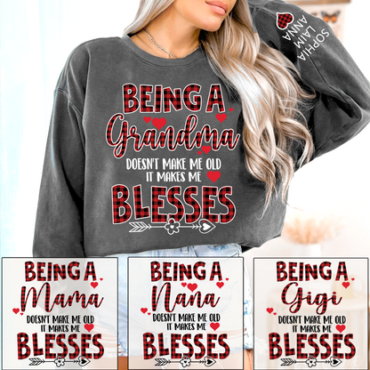 Personalized Grandma Sweatshirt, Blessed Grandma Plaid Heart Shirt with Kids Names