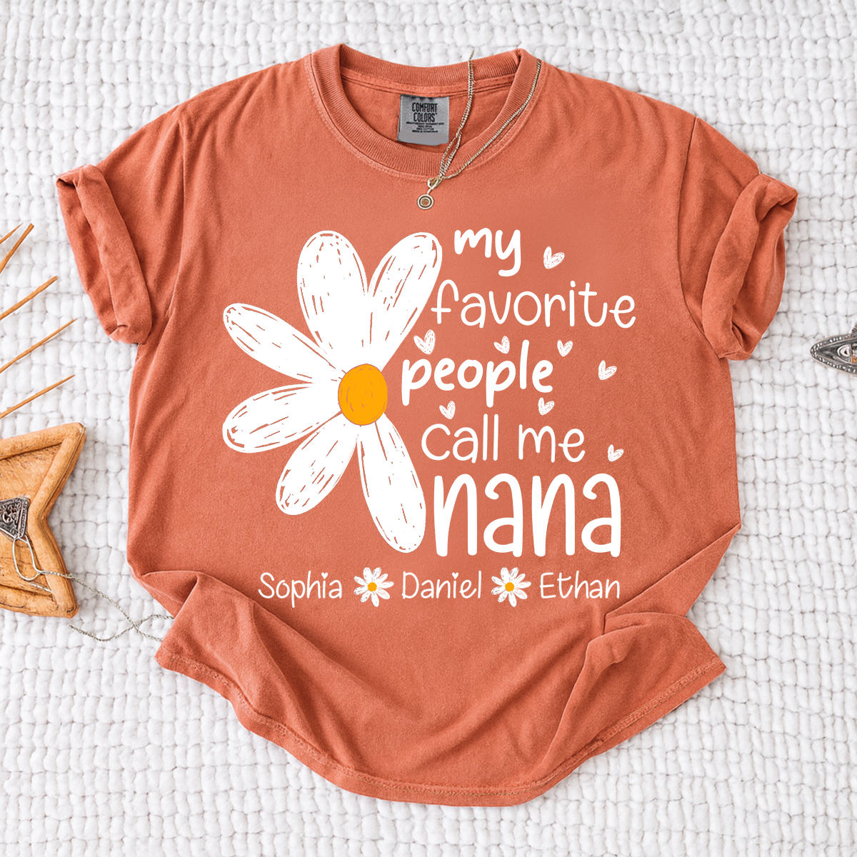 Comfort Colors® My Favorite People Call Me Nana Daisy T-shirt Grandma Gift with Kids' Names