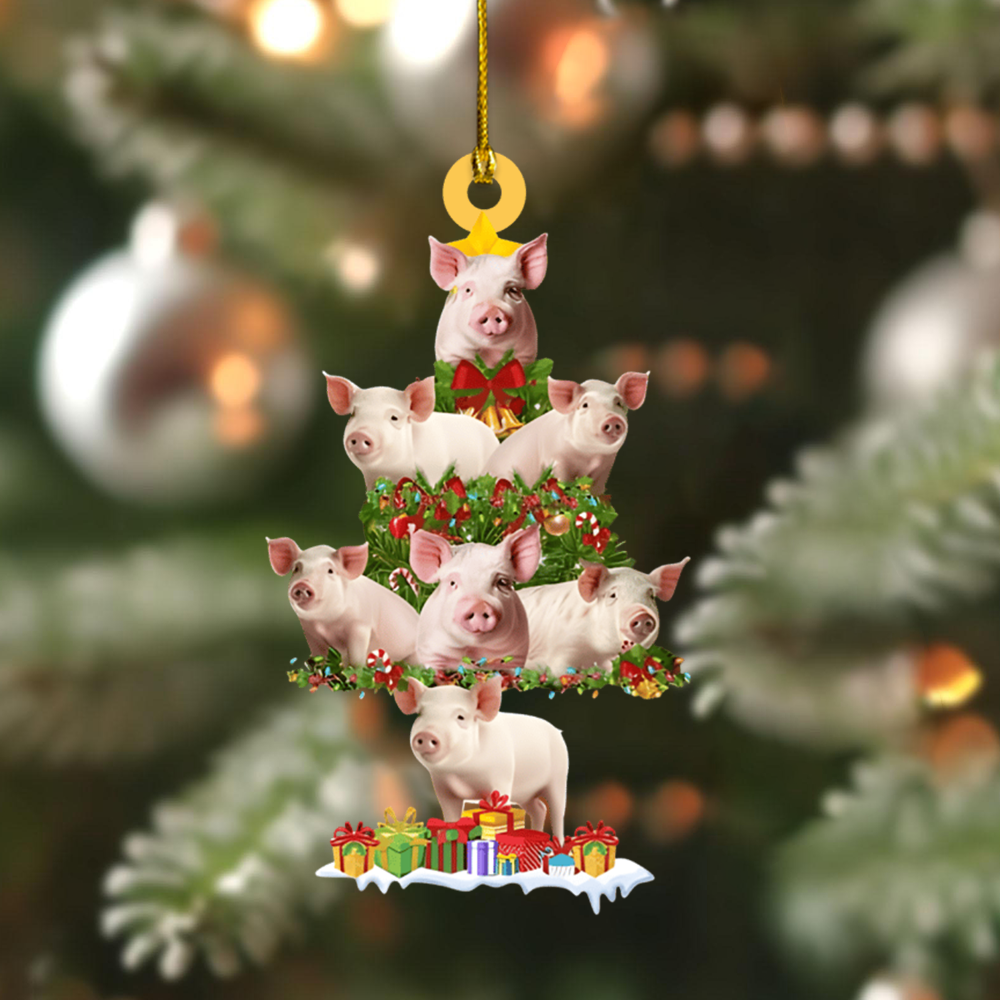 Personalized Cute Pig Christmas Tree Ornament 2025 – Farm Animal Holiday Decoration with Adorable Piglets Ornament