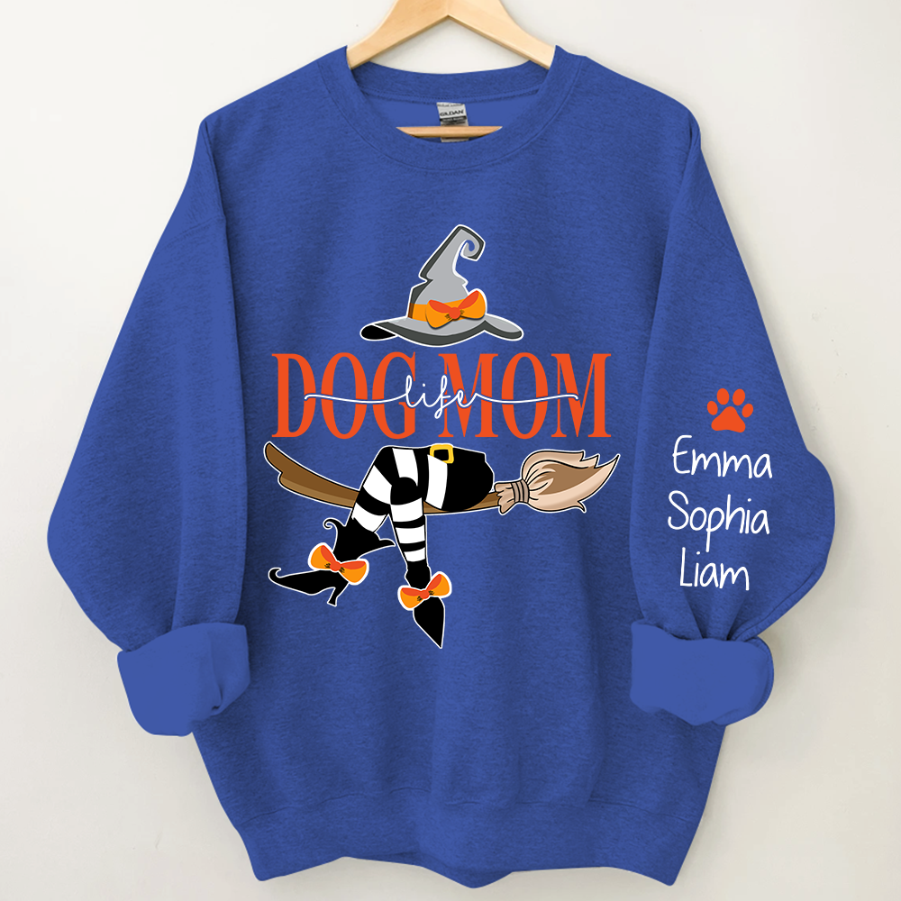 Dog Mom With Halloween Sweatshirt, Custom Mom & Kids Halloween, Gift For Mom TH