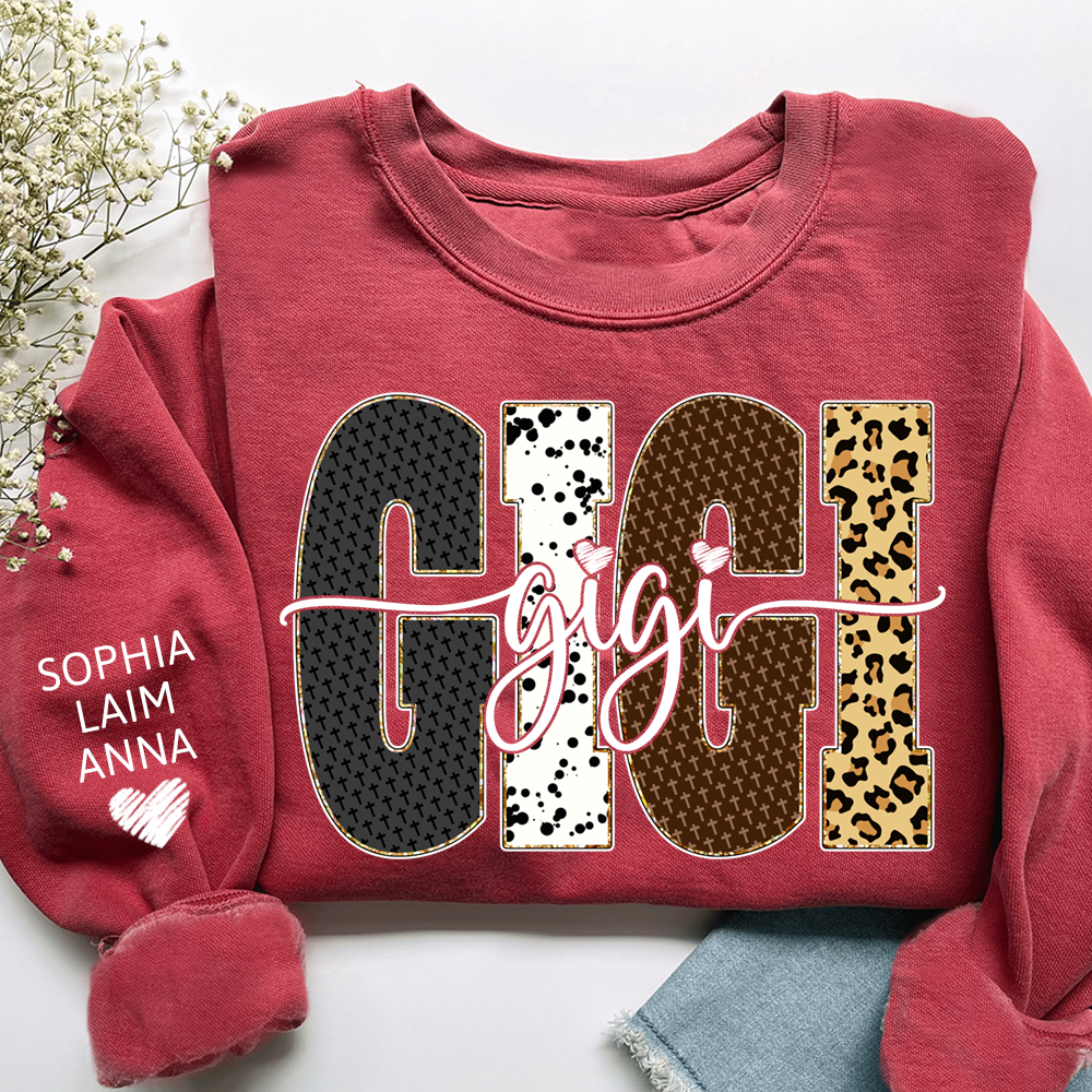 Bible Art & Lettering, Personalized Gigi Sweatshirt – Custom Grandchild Name on Sleeve