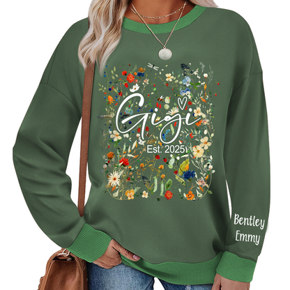 Personalized Gigi Est With Grandkids Flower Art Sweatshirt Mix