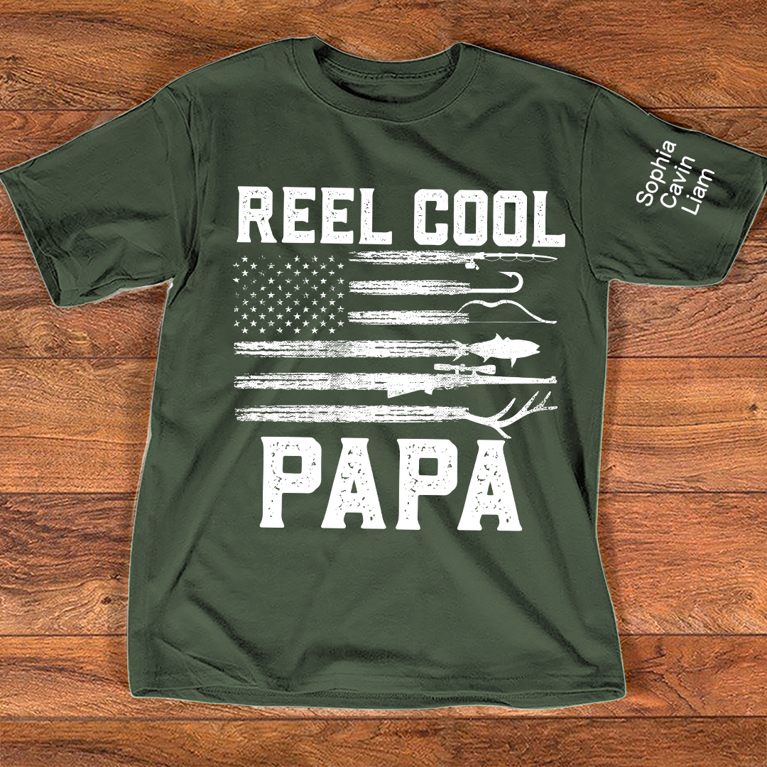 Patriotic Fishing Shirt Reel Cool Papa Quote Angler Gift for Dad Grandpa