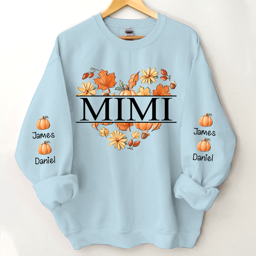 Mimi Heart Fall Autumn With Grandkids Sweatshirt, Grandma Gift For Autumn TH