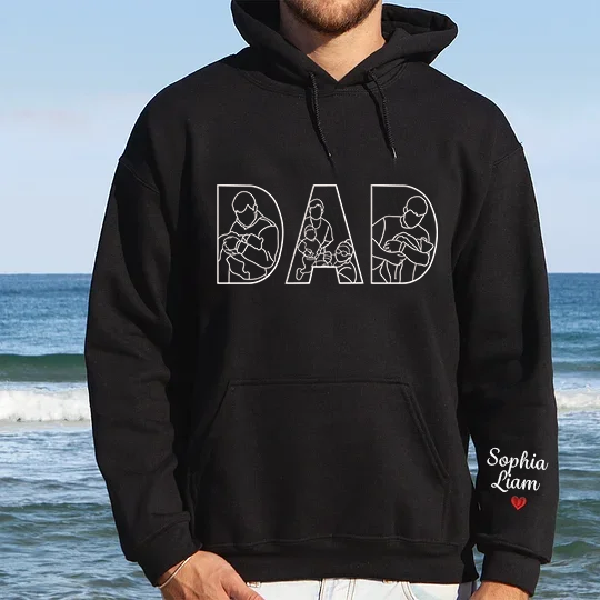 Custom Photo Portrait Embroidery Sweatshirt Gift For Dad And Mom Hoodie