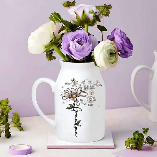 Grandma And Kids Gift Flower Daisy - Custom Home Decoration Flower Vase According To Family Requirements, Ceramic Flower Vase