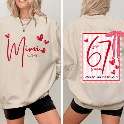 Personalized Mimi Est Sweatshirt, Custom Six Seven Back Print Gift
