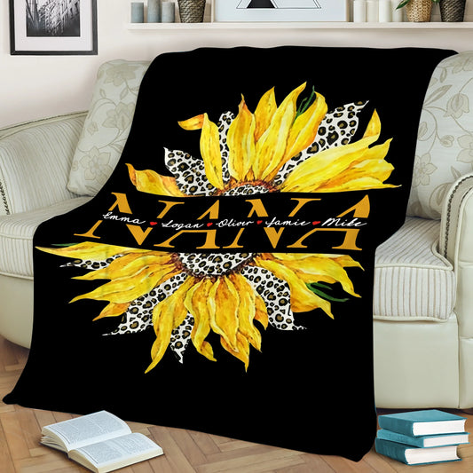 Personalized Sunflower Grandma Blanket, Sunflower Blanket, Grandmother Blanket, Mimi Nana Blanket, Mother's Day Blanket