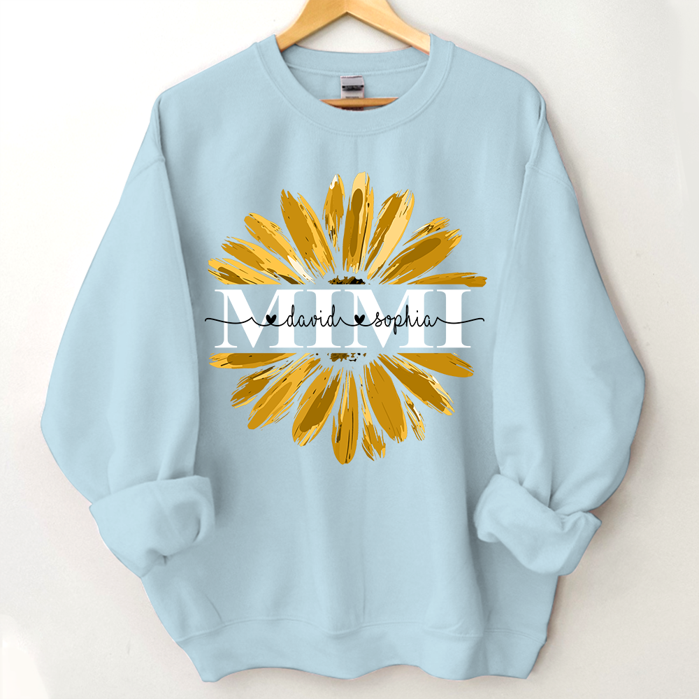 Mimi Yellow Daisy Flower With Grandkids Sweatshirt