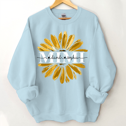 Mimi Yellow Daisy Flower With Grandkids Sweatshirt