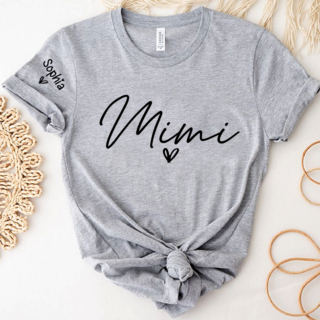 Personalized Name TShirt with Heart, Gift TShirt For Mimi And Grandkid