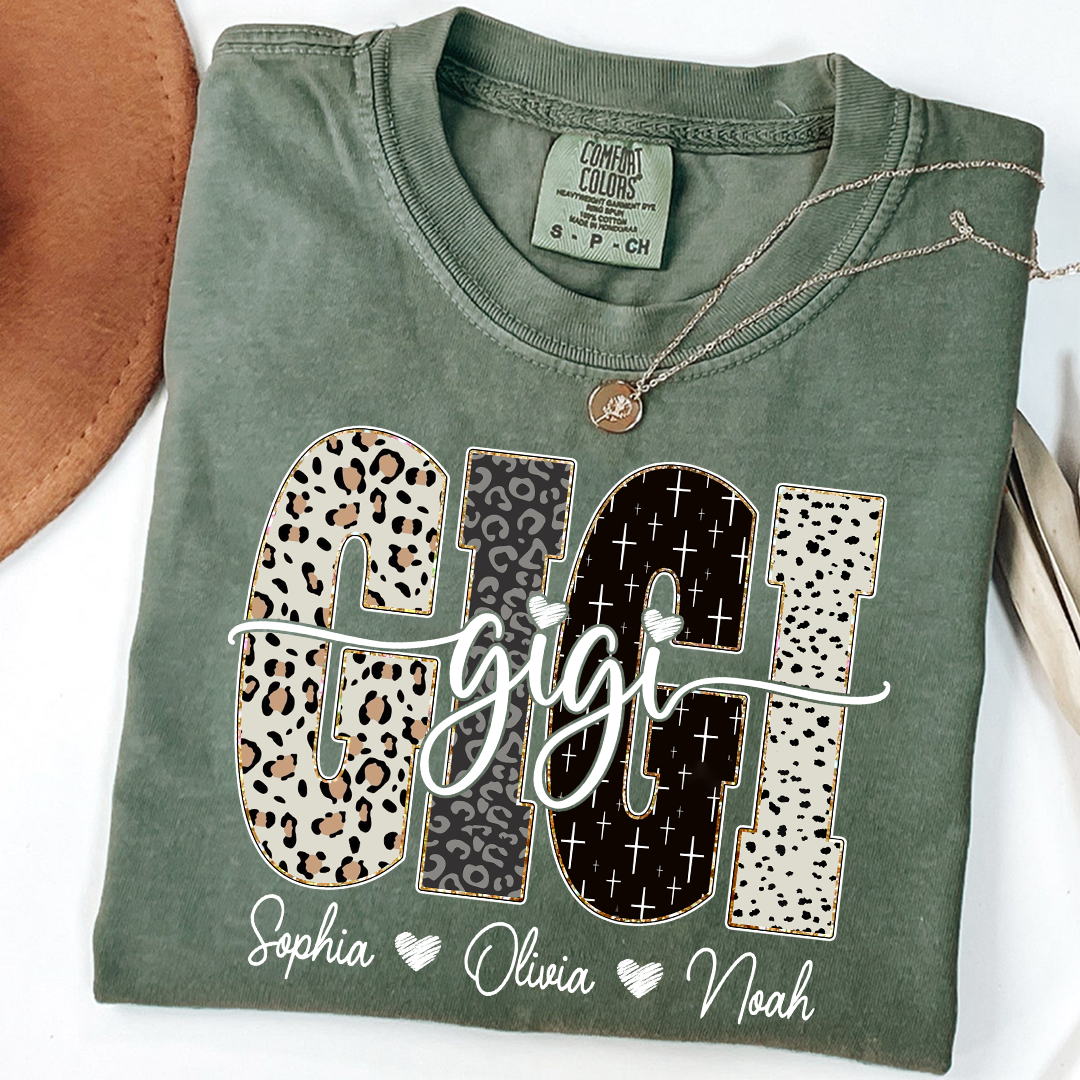 Comfort Colors® T-Shirt Bible Style Design, Custom Gift For Gigi And Her Grandchildren