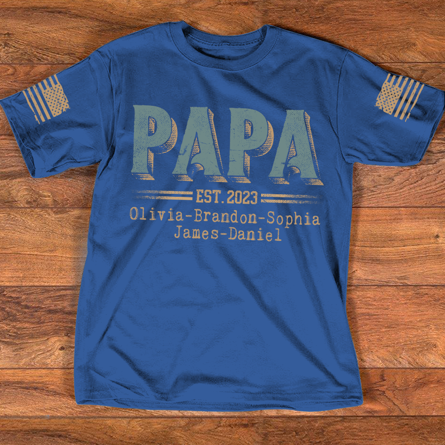 Personalized Custom Papa Est And Grandkids Father's Day