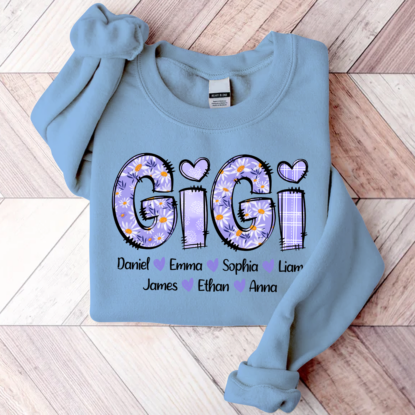 Custom Gigi Purple Daisy With Grandkids Sweatshirt