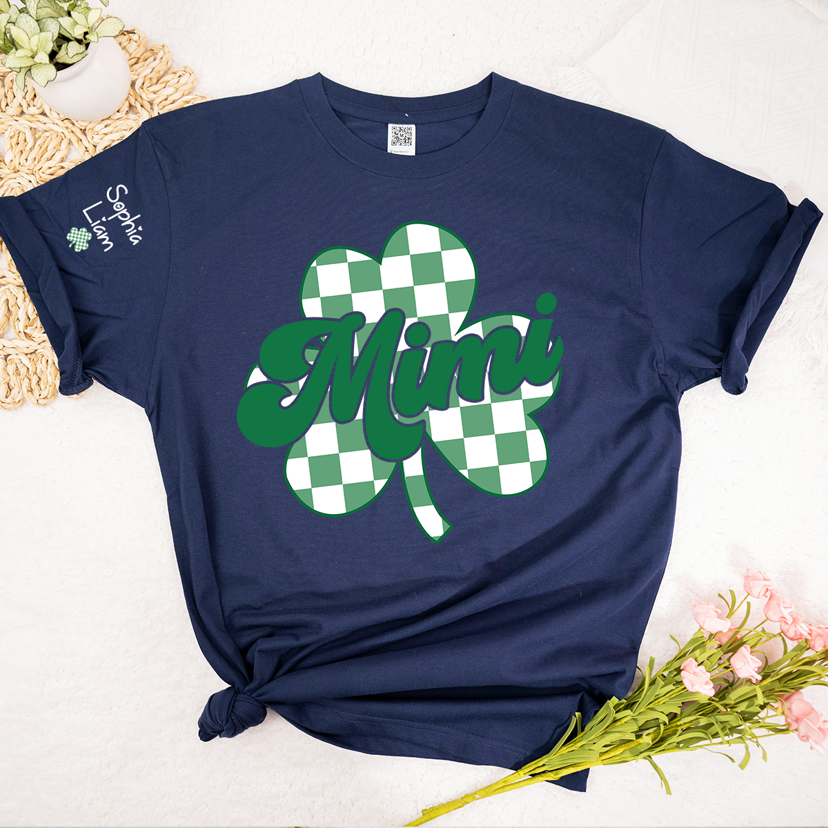 Mimi St Patrick’s Day Shirt with Shamrock, Personalized Grandma Clover T Shirt Gift for Family