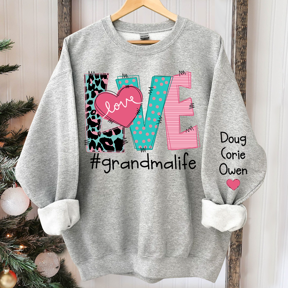 Personalized Love Grandma Life Trend Sweatshirt, Custom Grandma and Grandkids Sweatshirt