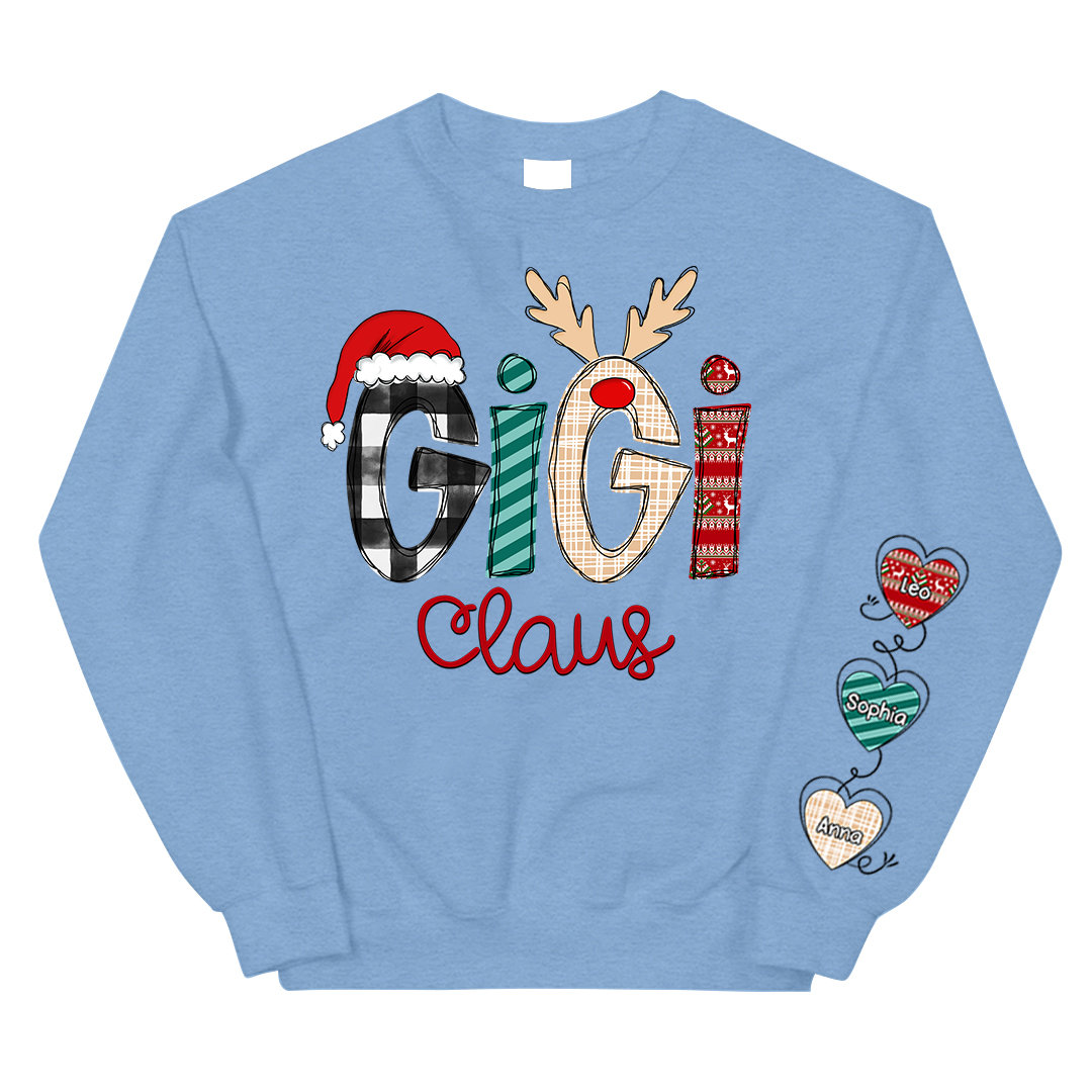 Personalized Gigi Claus With Grandkids Sweatshirt