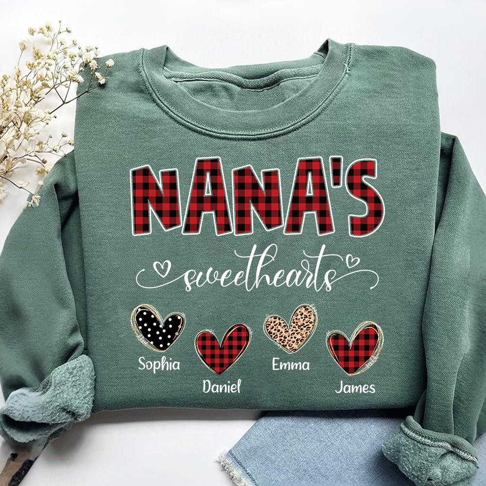 Nana’s Sweethearts Personalized Sweatshirt, Custom Grandma Sweatshirt With Grandchildren Names