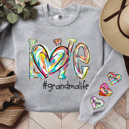 Love Grandmalife Color And Grandkids TH Sweatshirt