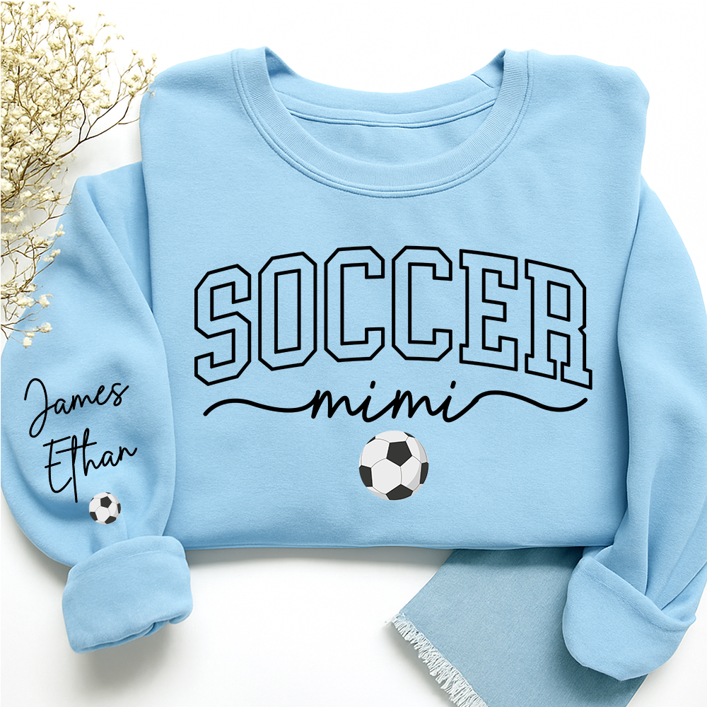 Personalized Sports Mimi Sweatshirt With Grandkids Names, Custom Athletics Grandma Pullover