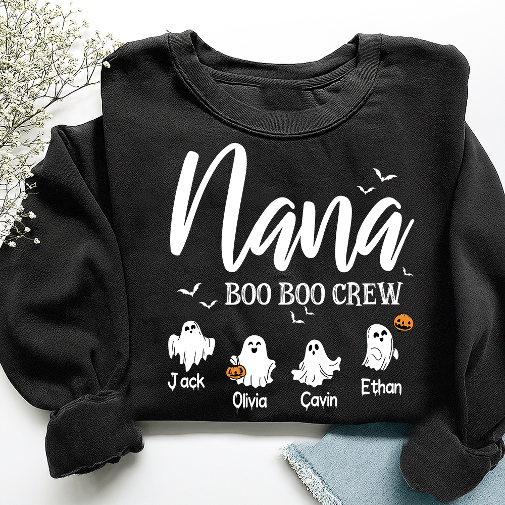 Custom Halloween Grandma, Nana Boo Crew Sweatshirt, Custom Gifts for Gigi and Kids